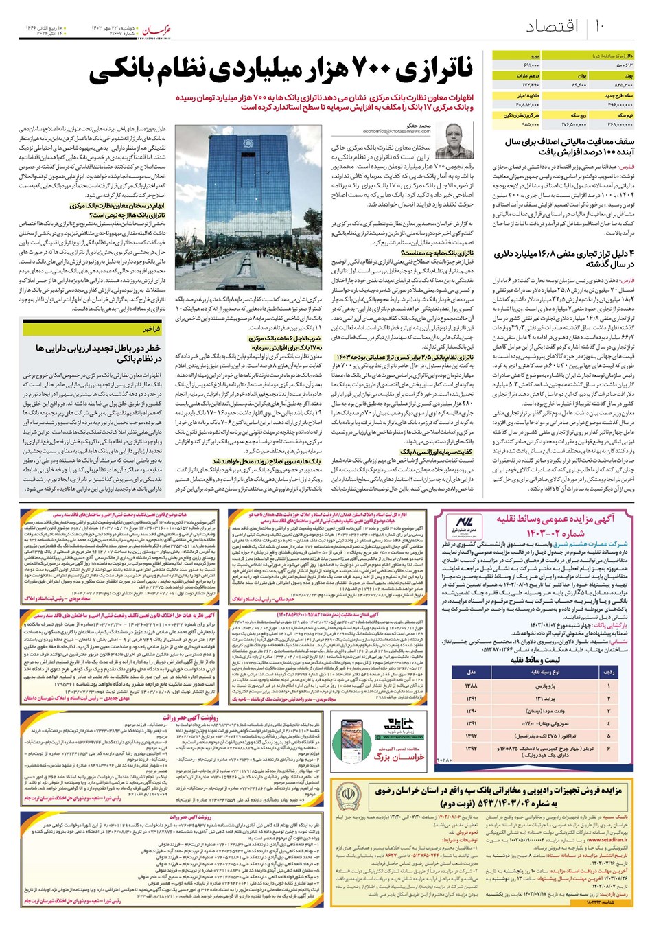 روزنامه تاریخ ۲۳ مهر ۱۴۰۳