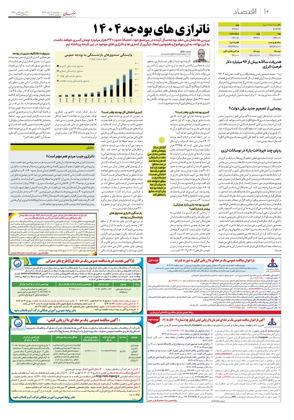 روزنامه تاریخ ۷ آبان ۱۴۰۳