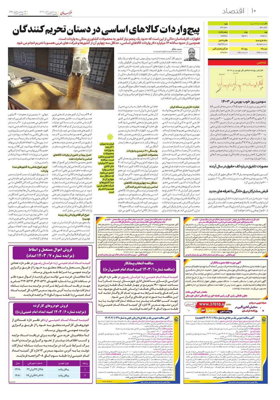 روزنامه تاریخ ۶ آذر ۱۴۰۳