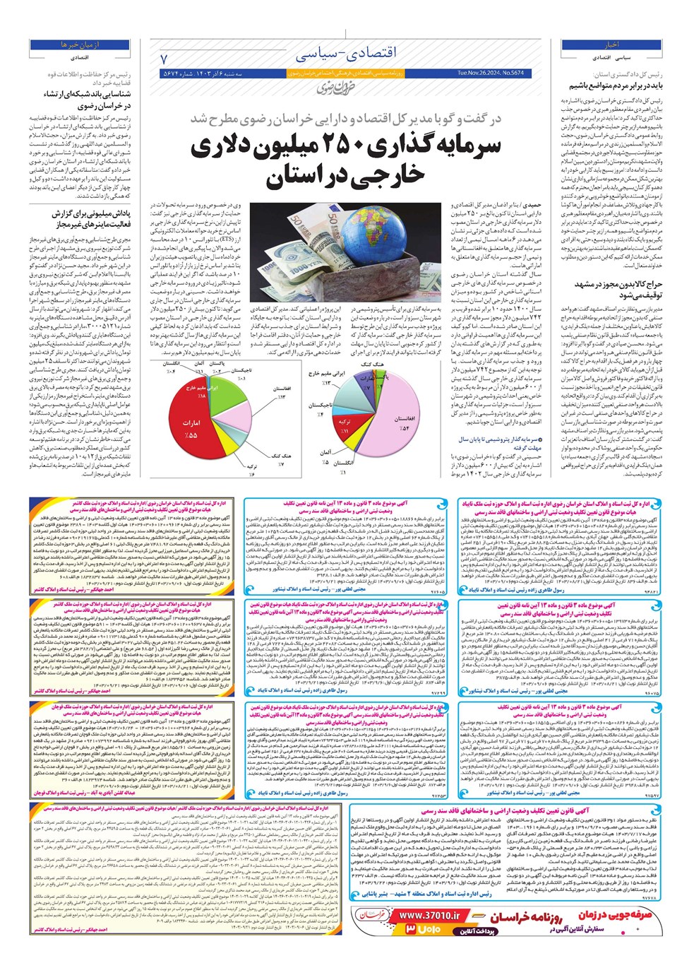 روزنامه تاریخ ۶ آذر ۱۴۰۳