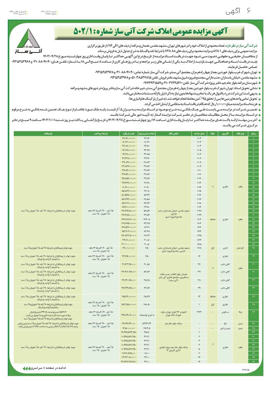 روزنامه تاریخ ۱۷ آذر ۱۴۰۳