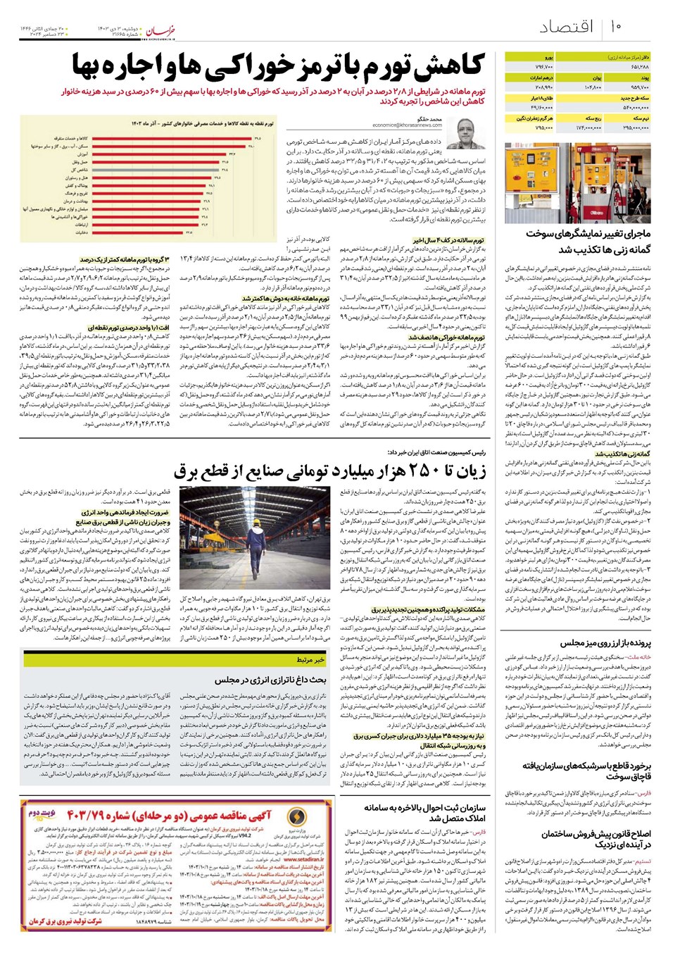 روزنامه تاریخ ۳ دی ۱۴۰۳