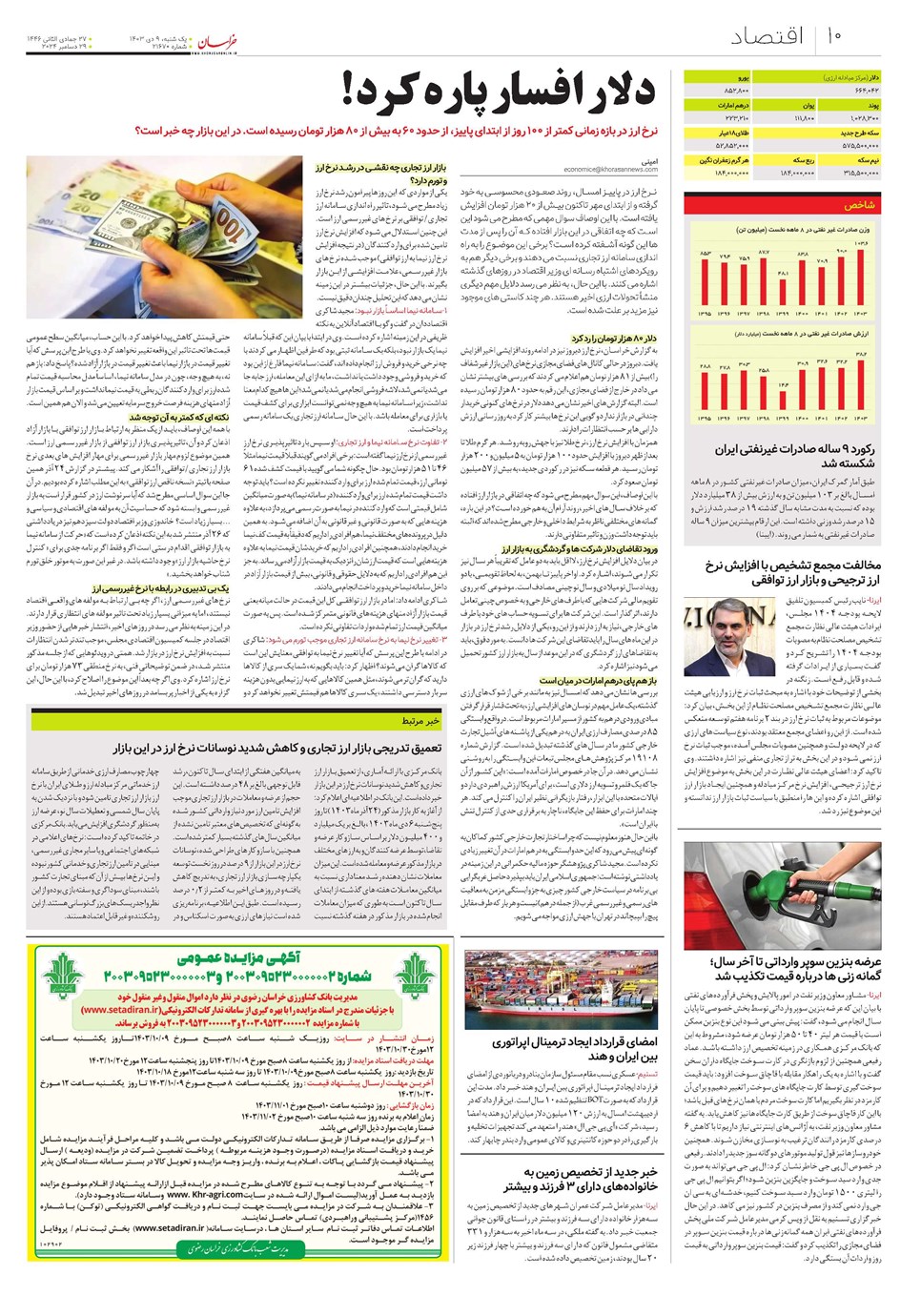 روزنامه تاریخ ۹ دی ۱۴۰۳