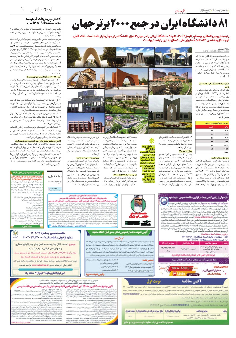 روزنامه تاریخ ۱۴ بهمن ۱۴۰۳