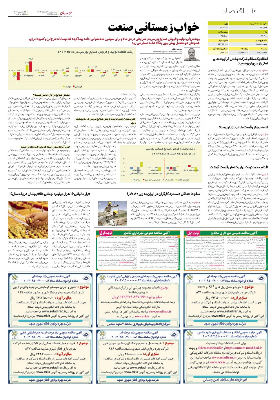 روزنامه تاریخ ۷ اسفند ۱۴۰۳