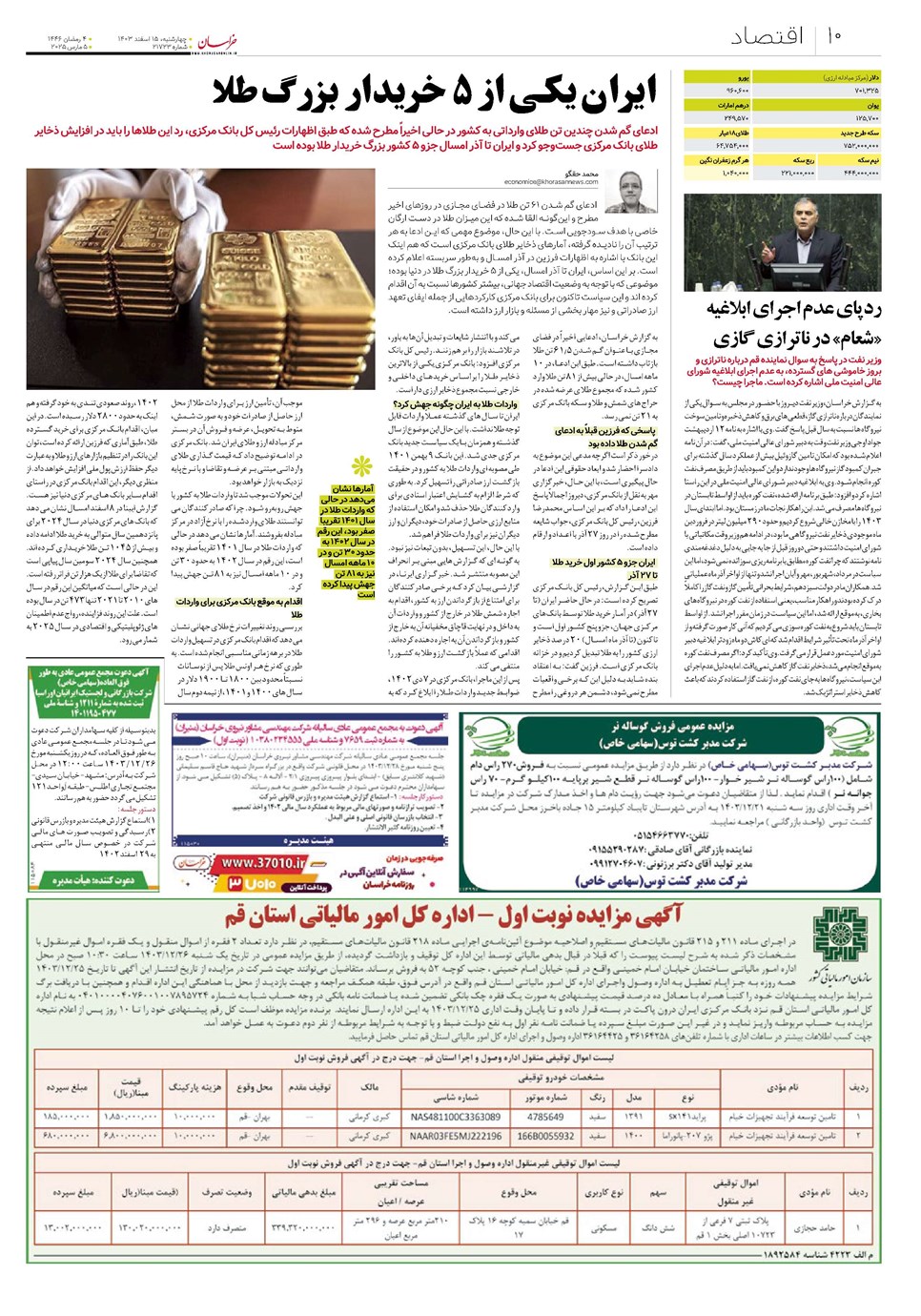 روزنامه تاریخ ۱۵ اسفند ۱۴۰۳