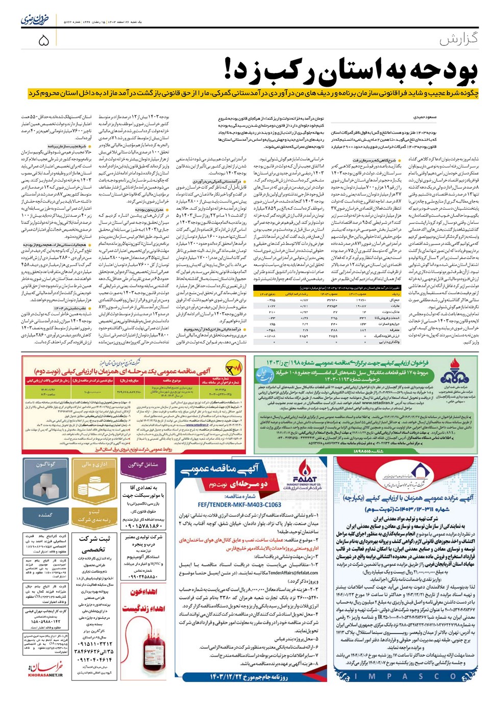 روزنامه تاریخ ۲۶ اسفند ۱۴۰۳