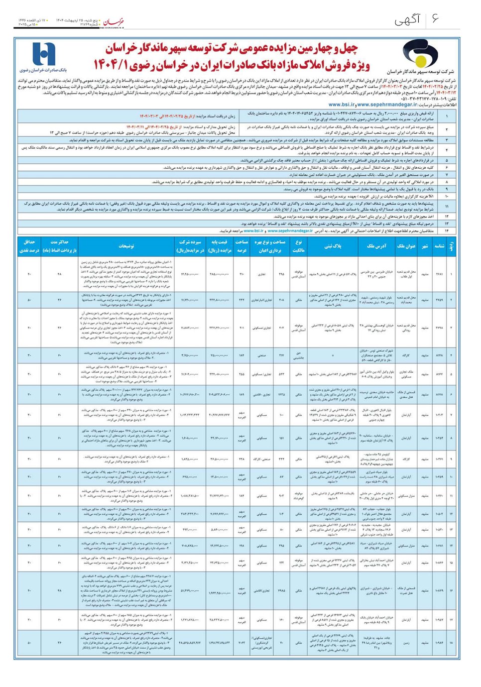روزنامه تاریخ ۲۶ اردیبهشت ۱۴۰۴