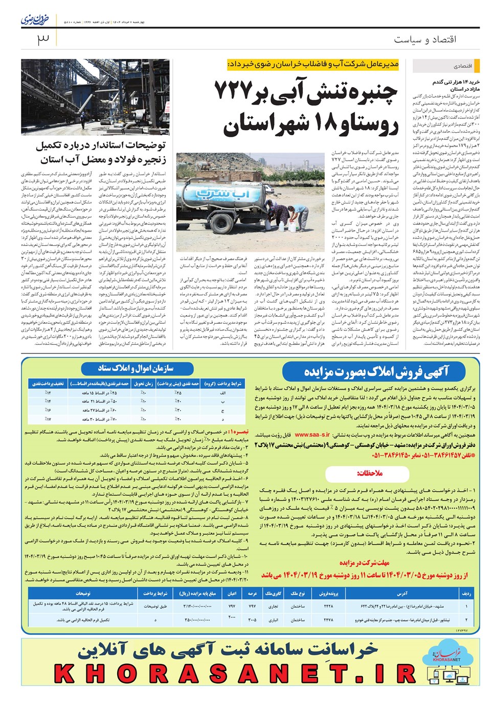 روزنامه تاریخ ۸ خرداد ۱۴۰۴