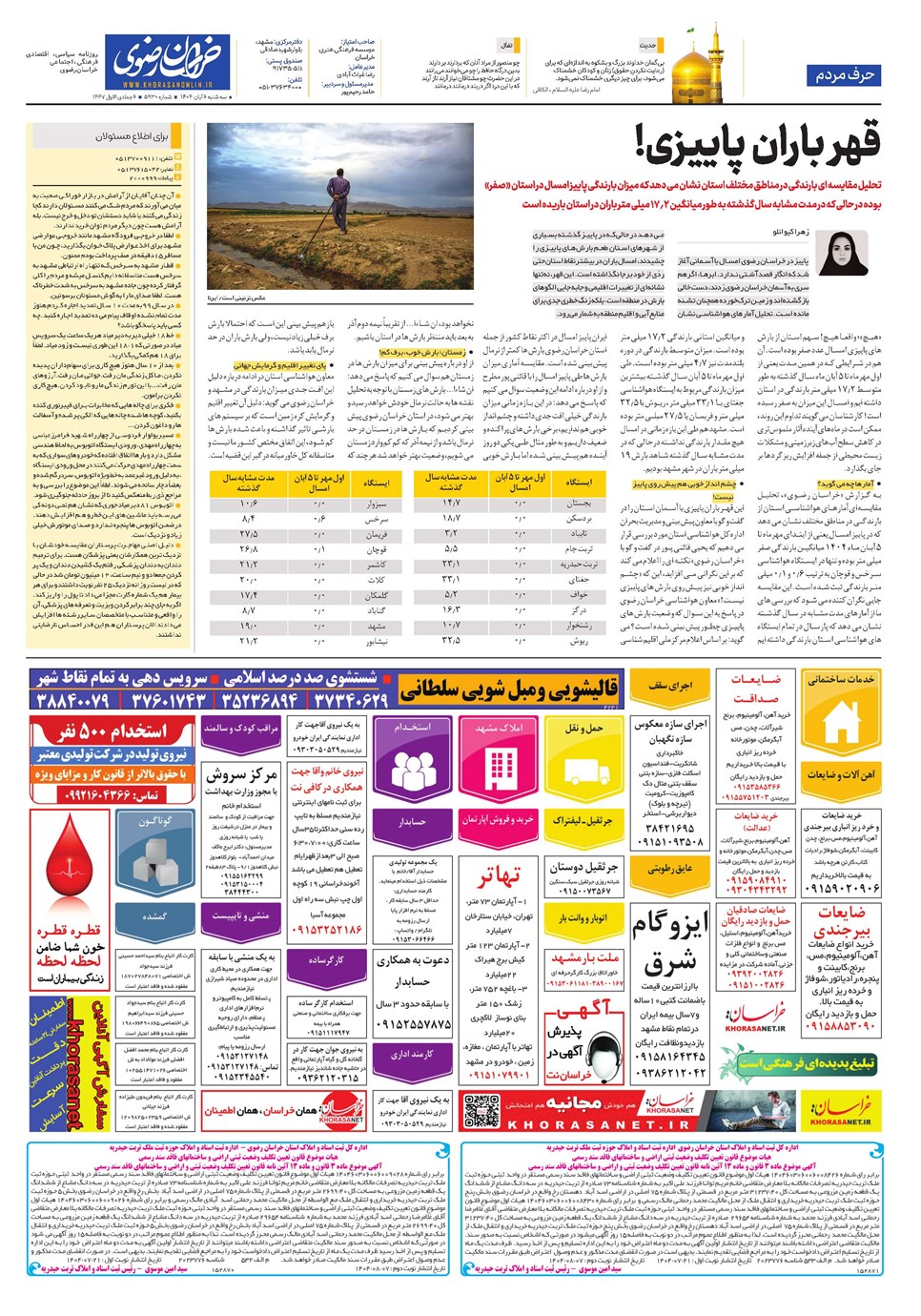 روزنامه تاریخ ۷ آبان ۱۴۰۴