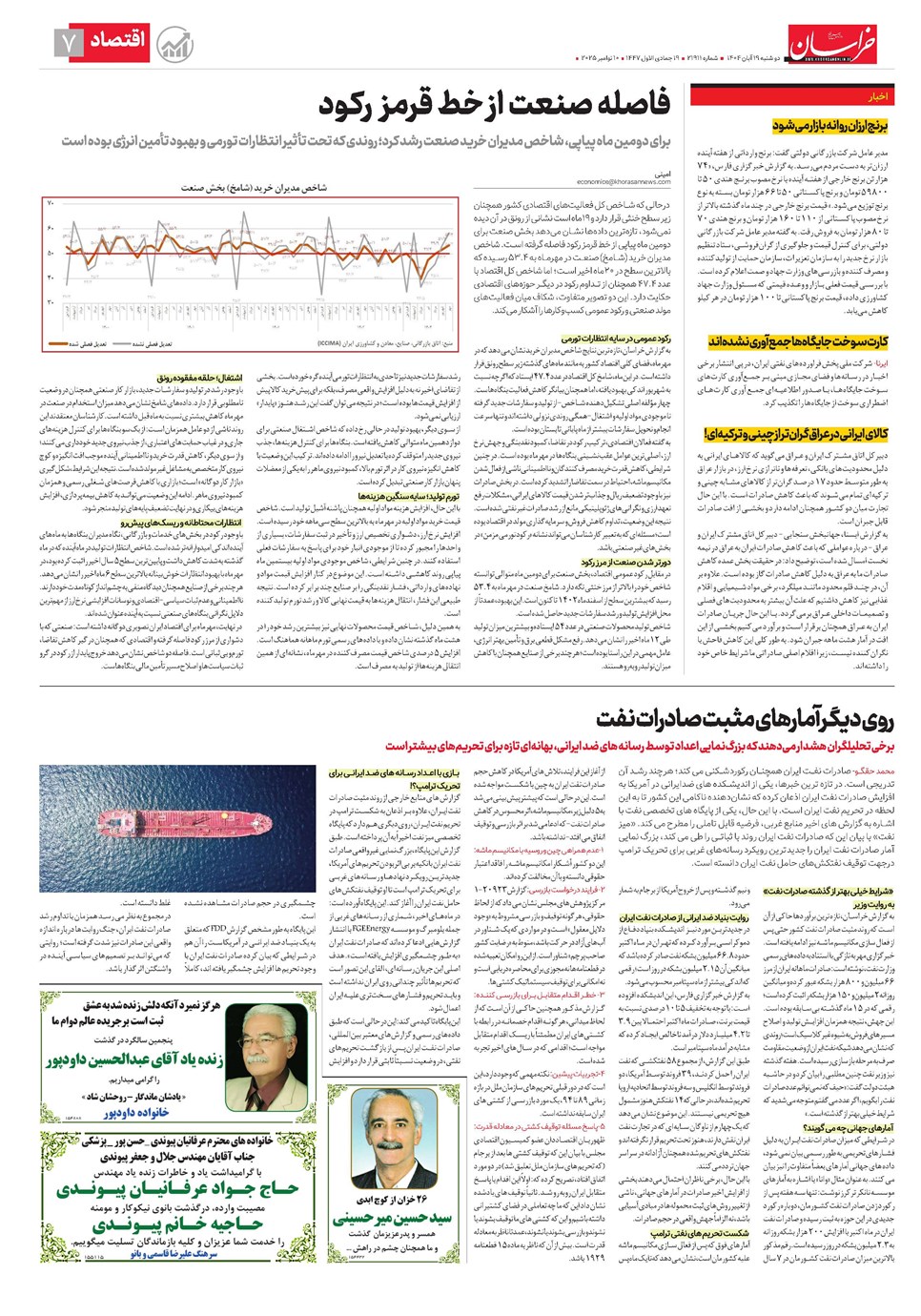 روزنامه تاریخ ۲۰ آبان ۱۴۰۴