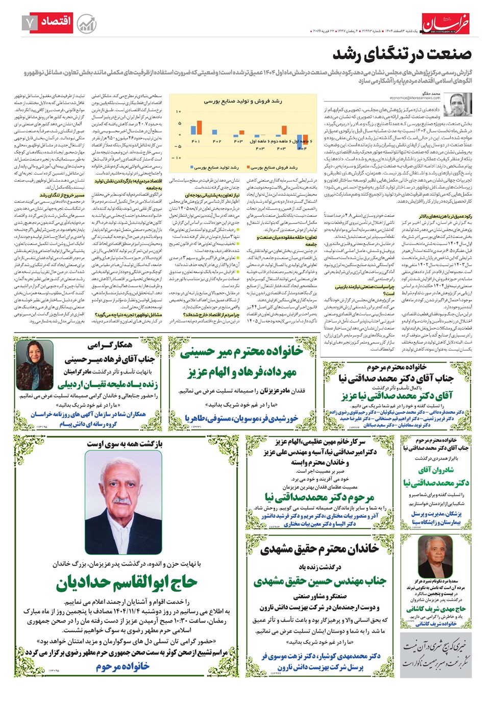 روزنامه تاریخ ۴ اسفند ۱۴۰۴