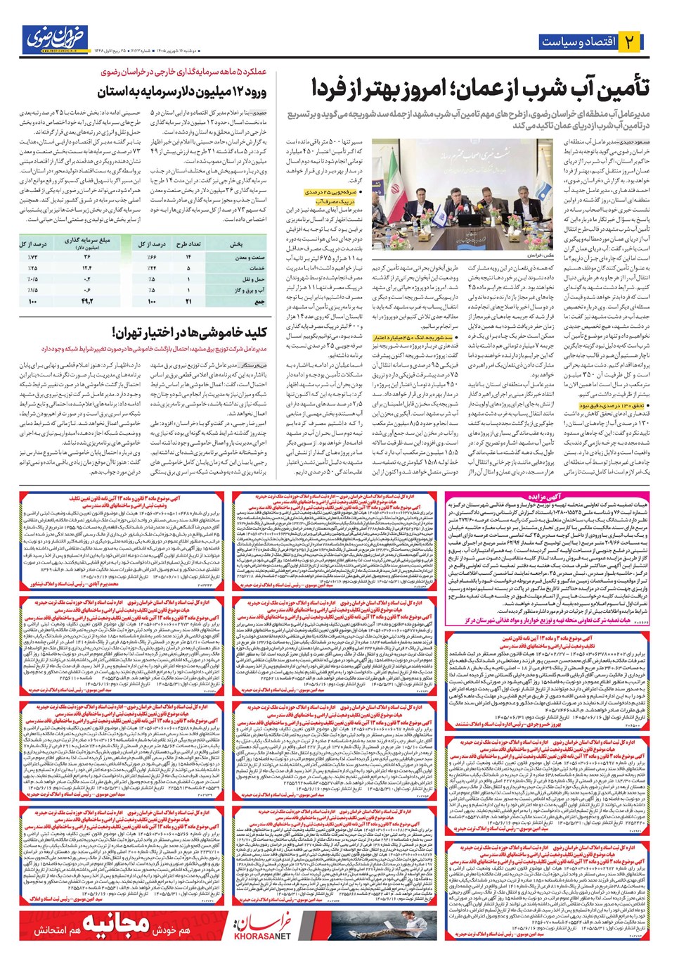 روزنامه تاریخ ۱۶ شهریور ۱۴۰۵